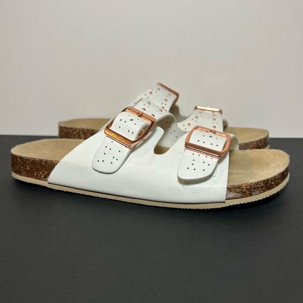Girls SEYCHELLES Studded White Buckle Strap Sandals / Size 3